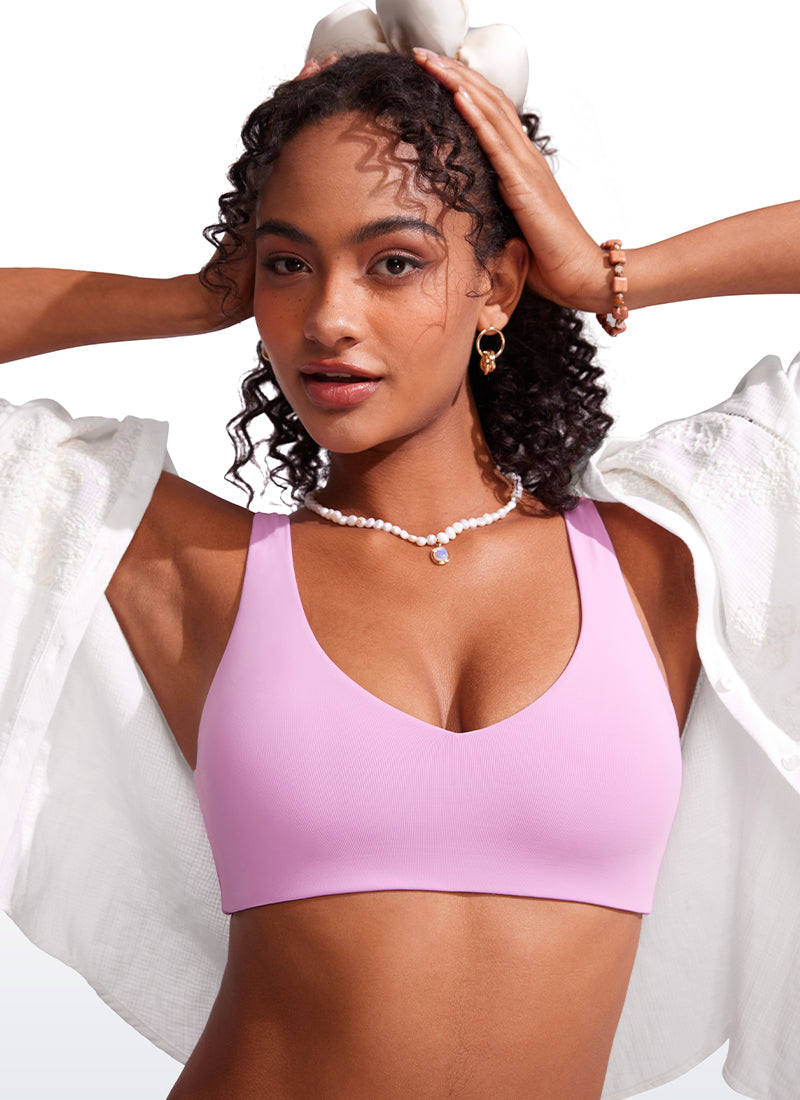 CRZ YOGA V Neck Bikini Padded Tops Swimsuit Vita Pink