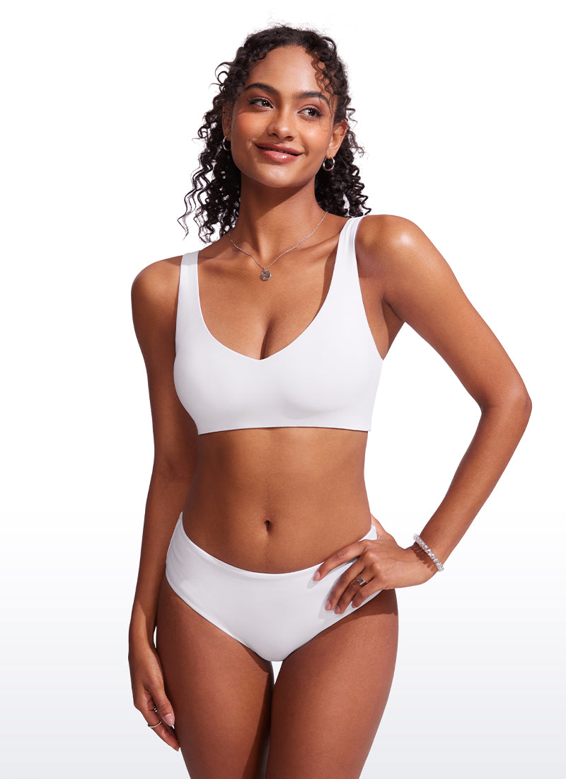 CRZ YOGA V Neck Bikini Padded Tops Swimsuit White