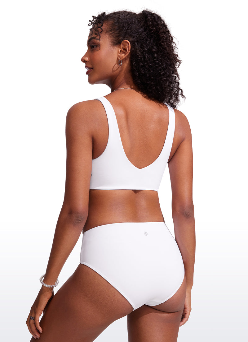 CRZ YOGA V Neck Bikini Padded Tops Swimsuit White
