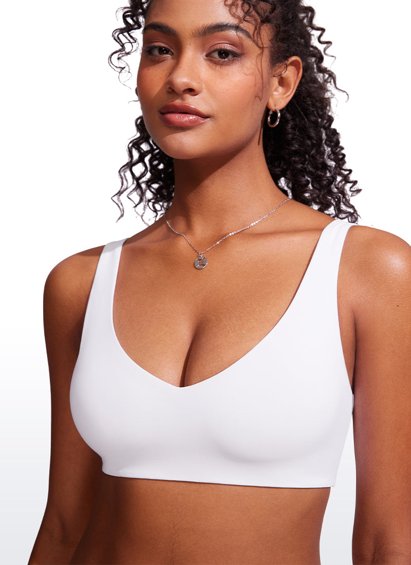 CRZ YOGA V Neck Bikini Padded Tops Swimsuit White