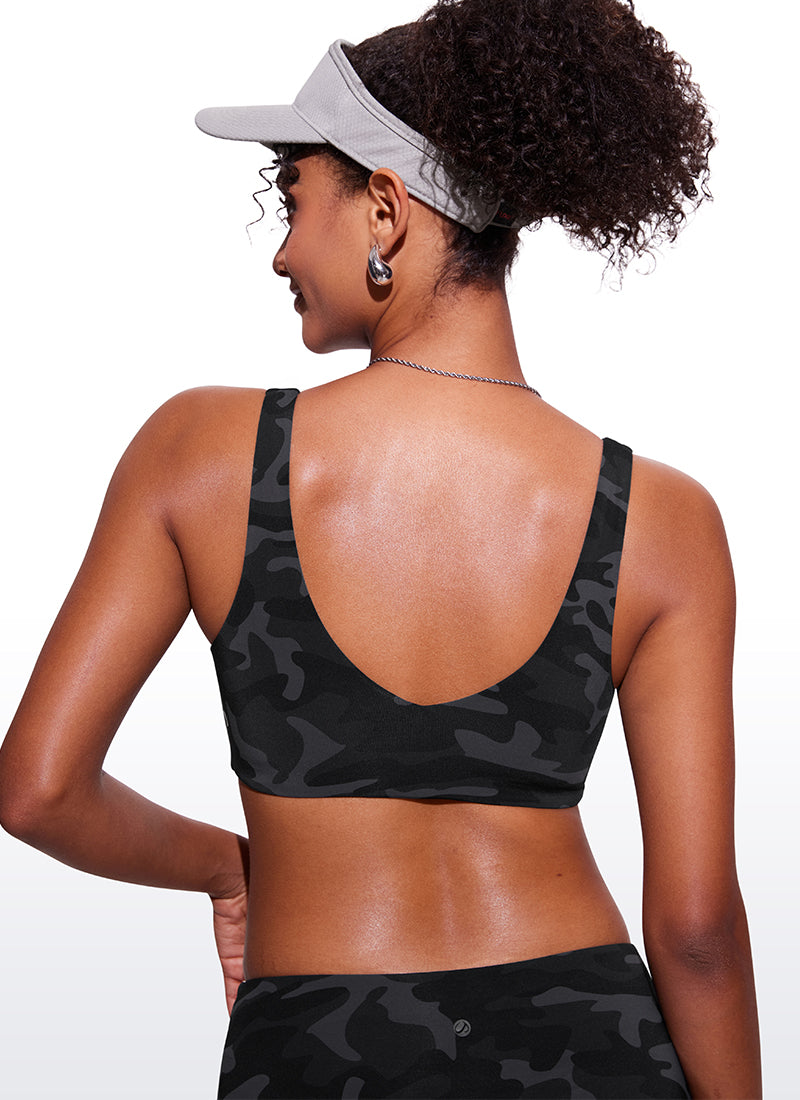 CRZ YOGA V Neck Bikini Padded Tops Swimsuit Jungle Camouflage Gray
