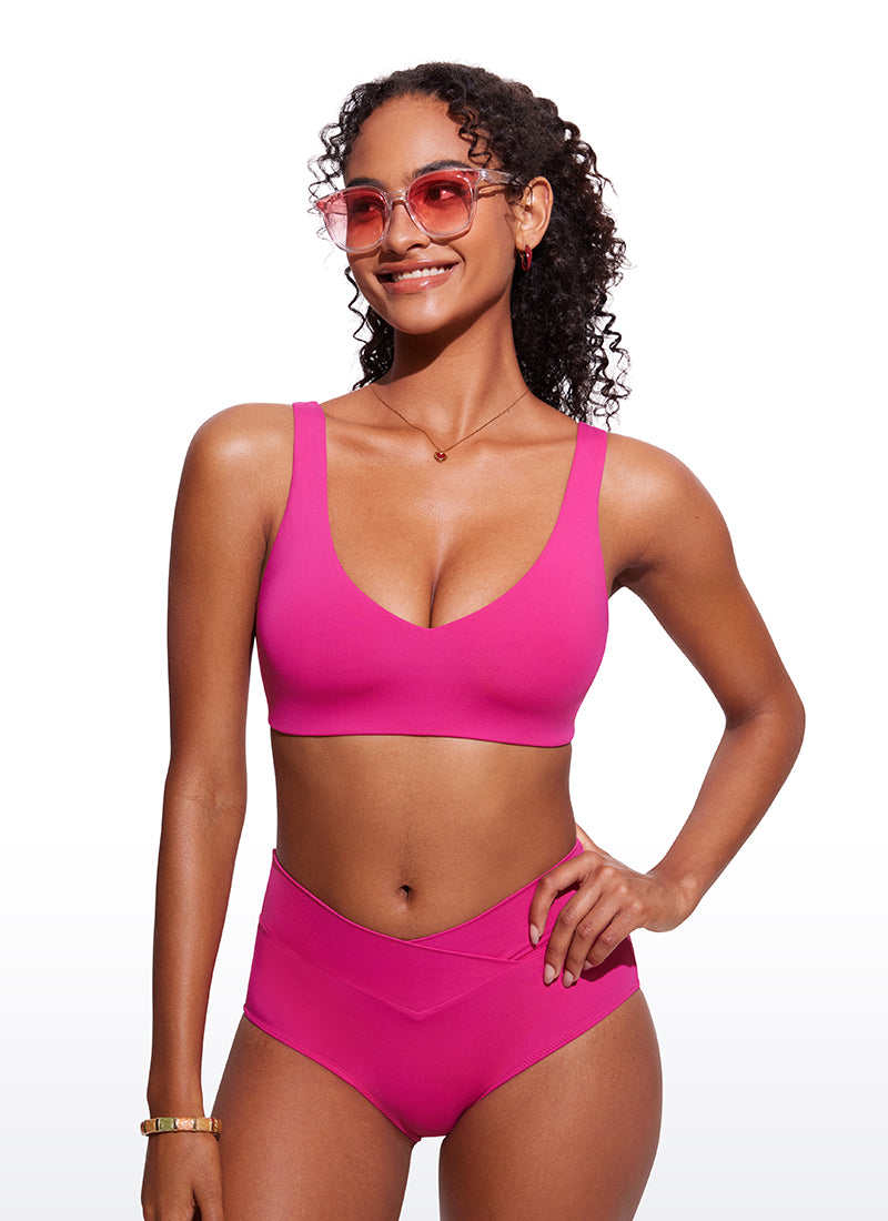 CRZ YOGA V Neck Bikini Padded Tops Swimsuit Granita Pink