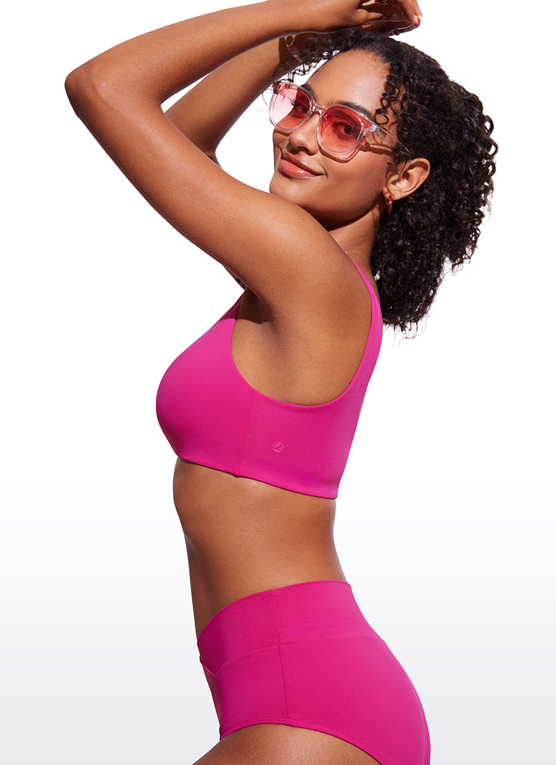 CRZ YOGA V Neck Bikini Padded Tops Swimsuit Granita Pink