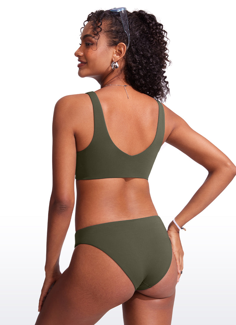CRZ YOGA V Neck Bikini Padded Tops Swimsuit Dark Olive