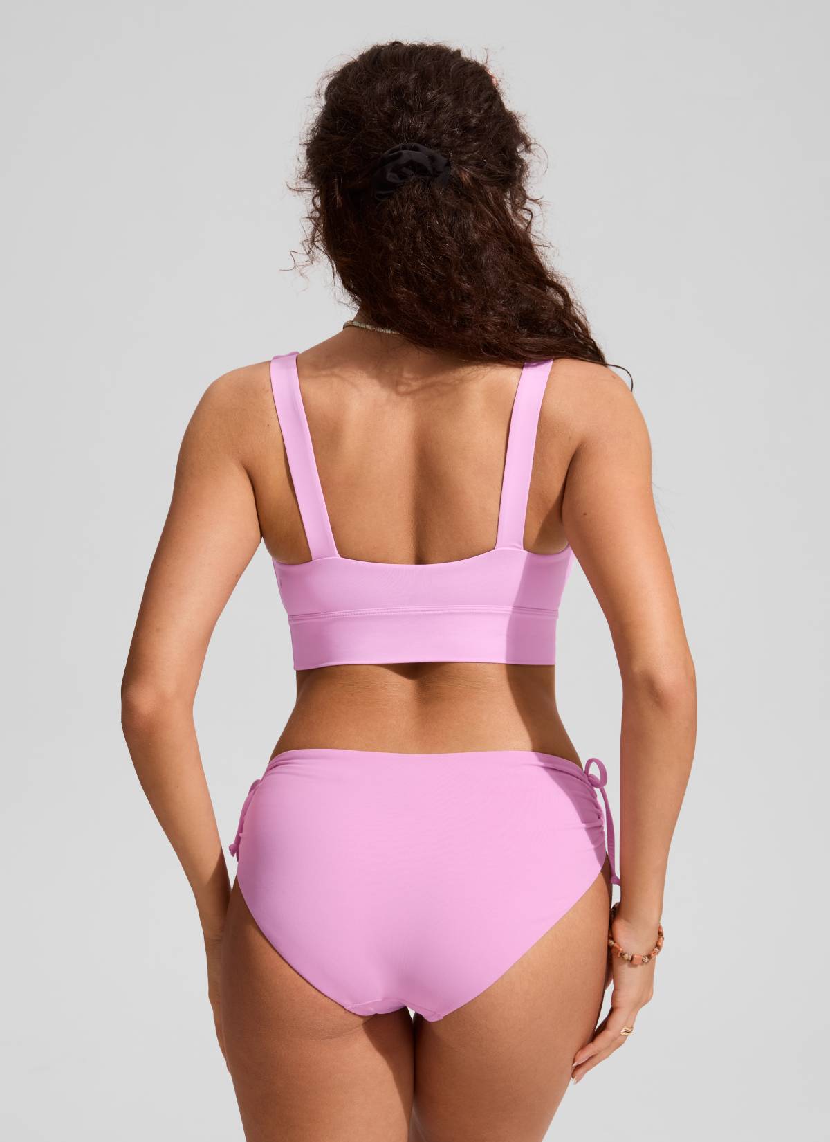 CRZ YOGA Women's Swimwear Tops Supportive Modest Swimsuit Bikini Vita Pink