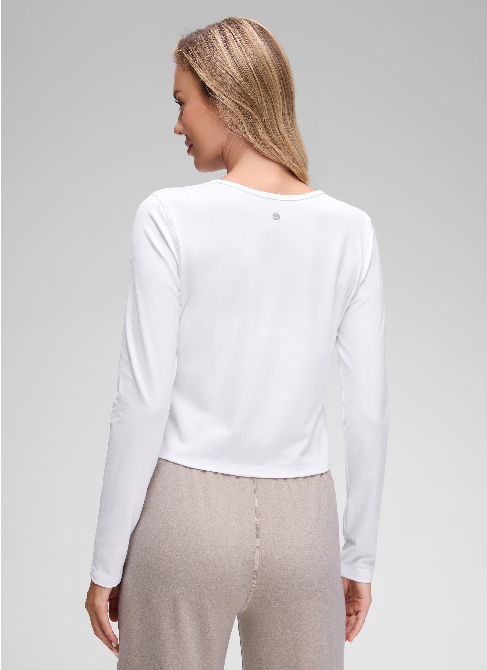 CRZ YOGA Women's Cloud Jersey Casual Button Down Waist Length Cardigan White