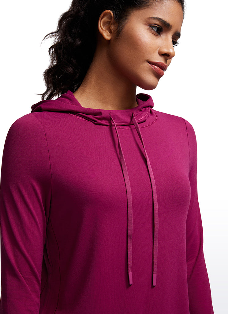 CRZ YOGA Women's Yoga Slim Fit Brushed Feeling Hoodie with Thumbhole Grey Sage