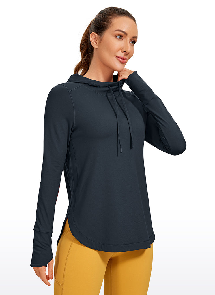 CRZ YOGA Women's Yoga Slim Fit Brushed Feeling Hoodie with Thumbhole Magenta Purple