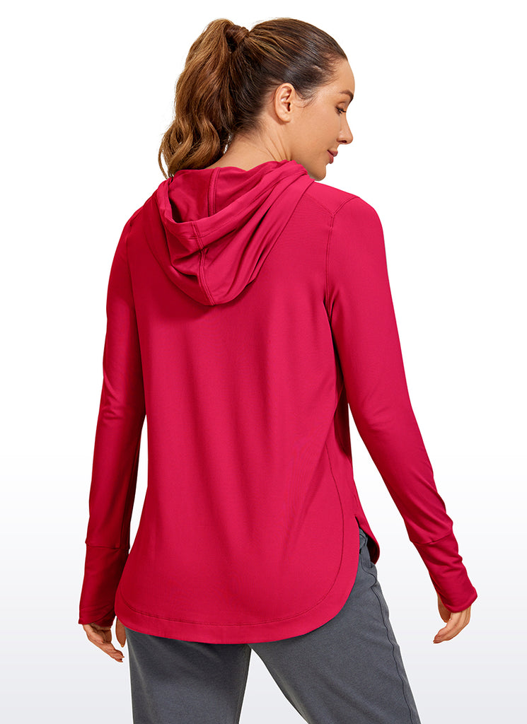 CRZ YOGA Women's Yoga Slim Fit Brushed Feeling Hoodie with Thumbhole Dew Pink