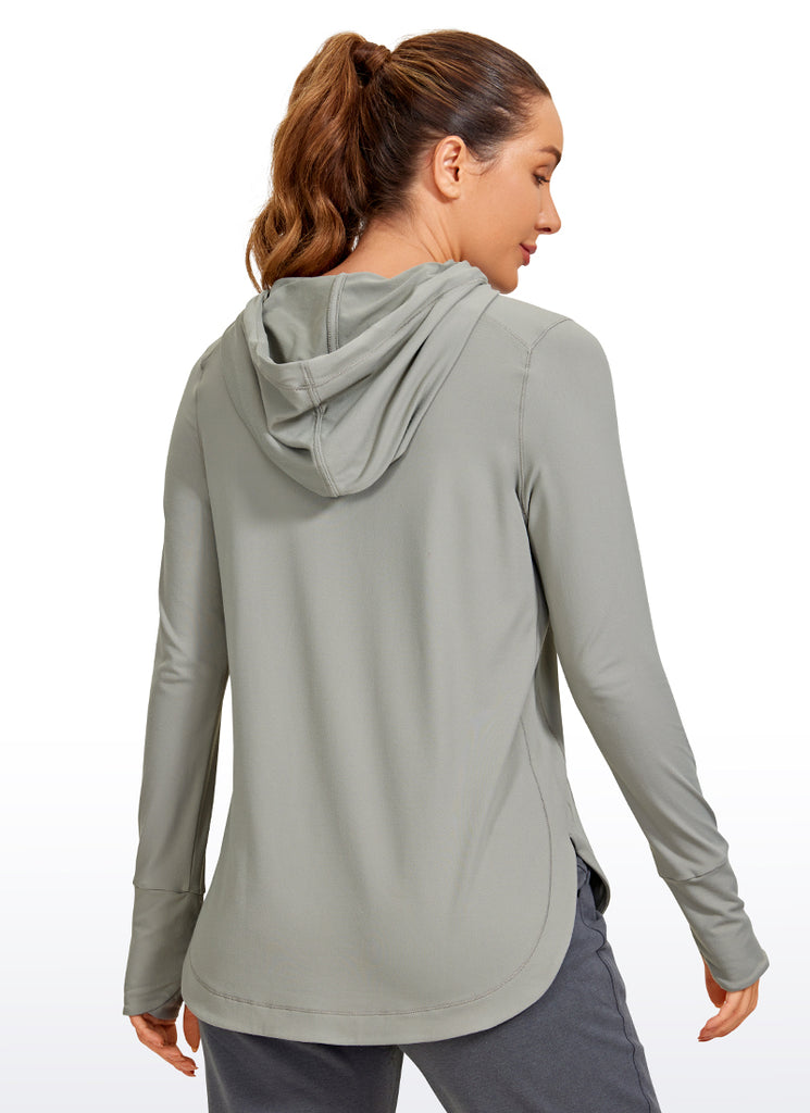 CRZ YOGA Women's Yoga Slim Fit Brushed Feeling Hoodie with Thumbhole Rock grey