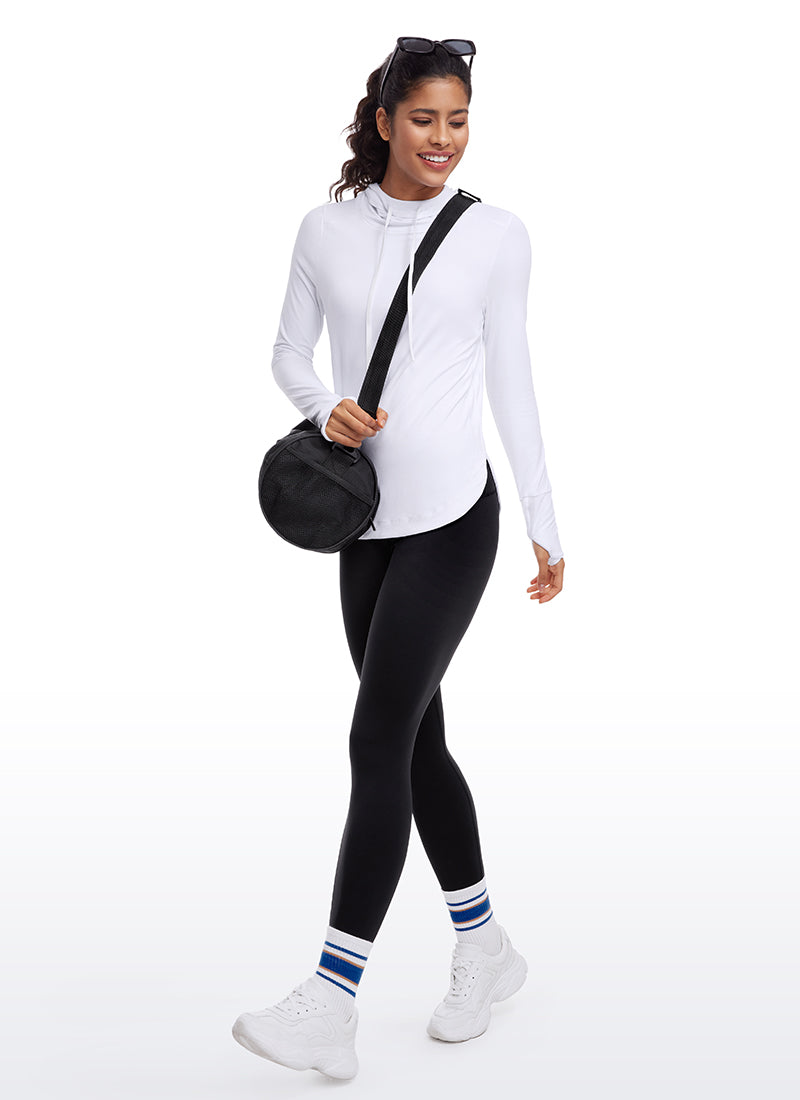 CRZ YOGA Women's Yoga Slim Fit Brushed Feeling Hoodie with Thumbhole White
