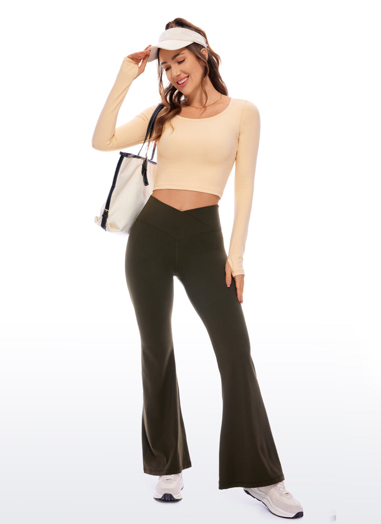 CRZ YOGA Leggings de yoga de manga larga Butterluxe para mujer Dark Red