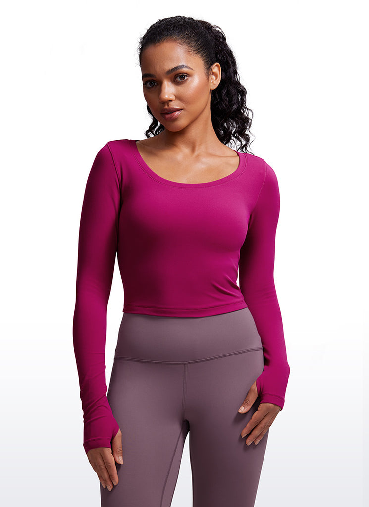 CRZ YOGA Leggings de yoga de manga larga Butterluxe para mujer Dark Red