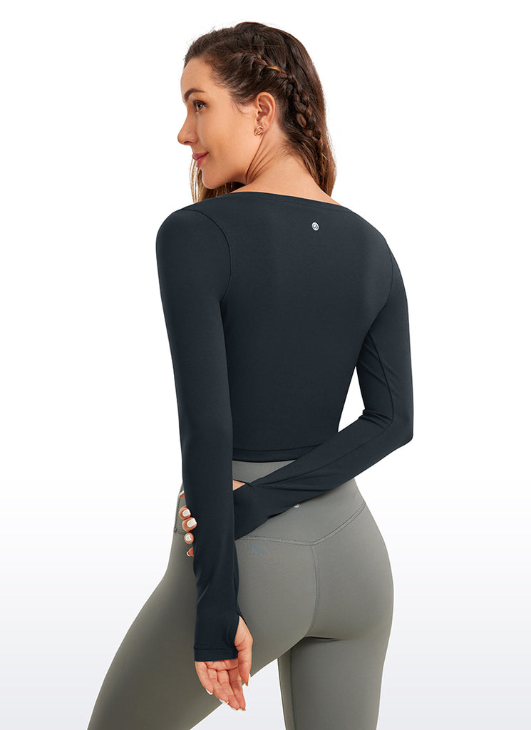 CRZ YOGA Leggings de yoga de manga larga Butterluxe para mujer Tie Dye Smoke Ink