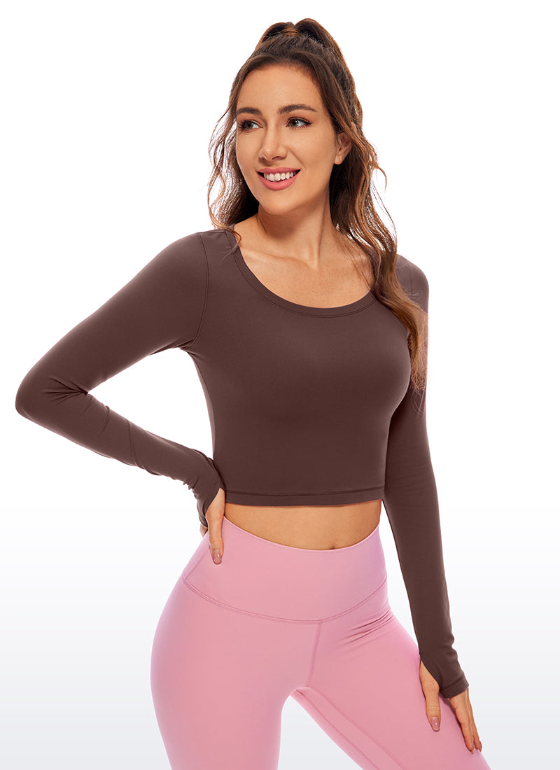 CRZ YOGA Leggings de yoga de manga larga Butterluxe para mujer Taupe @model_info:DEN