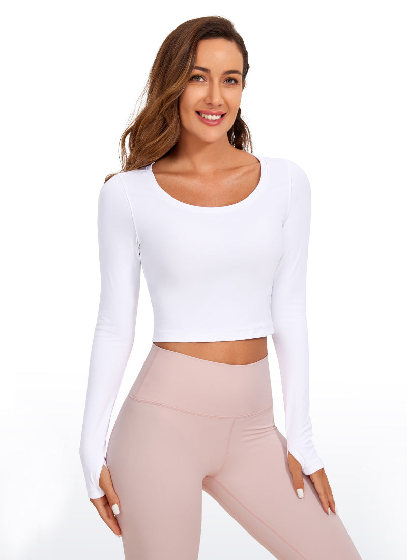 CRZ YOGA Leggings de yoga de manga larga Butterluxe para mujer White @model_info:D