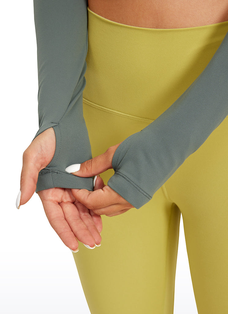 CRZ YOGA Leggings de yoga de manga larga Butterluxe para mujer Grey Sage