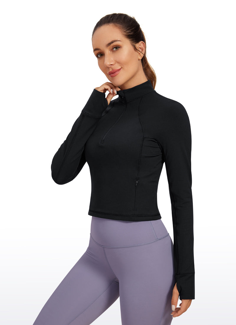Butterluxe Half Zip Cropped Long Sleeve