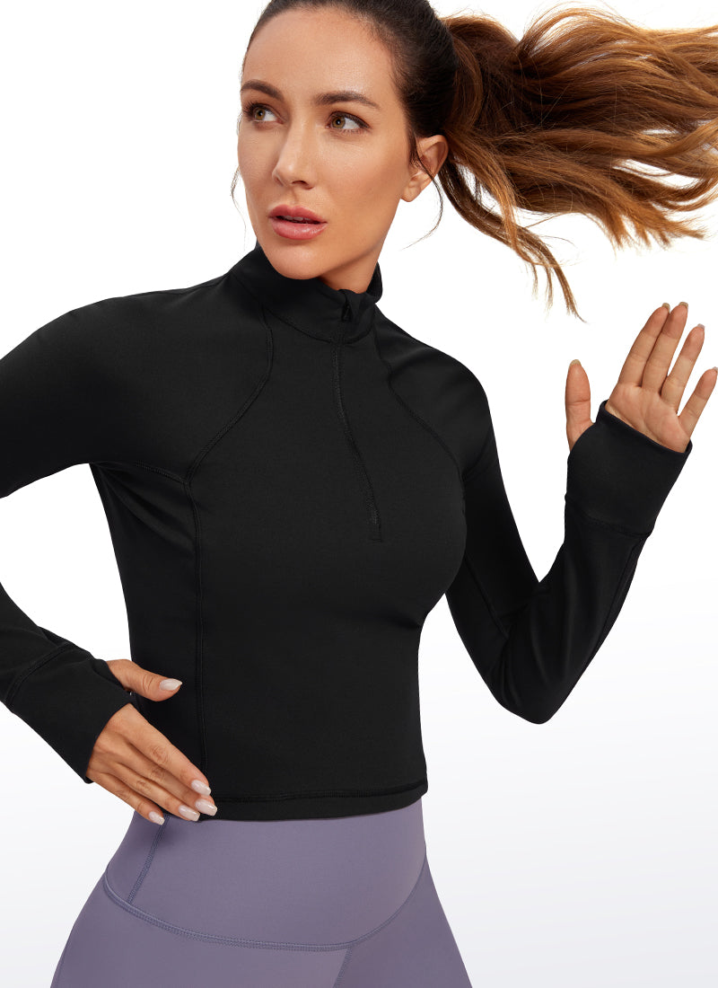 Butterluxe Half Zip Cropped Long Sleeve