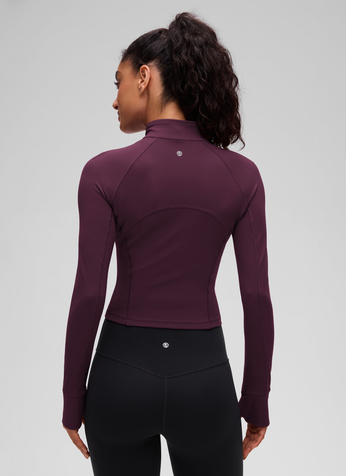 CRZ YOGA Women's Yoga Slim Fit Tops Butterluxe Half-Zip Long Sleeve Deep Purple @model_info:Larissa