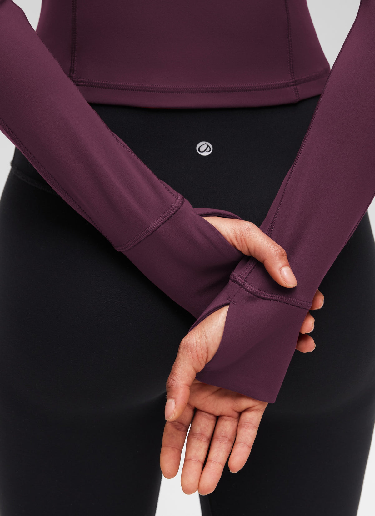 CRZ YOGA Women's Yoga Slim Fit Tops Butterluxe Half-Zip Long Sleeve Deep Purple @model_info:Larissa