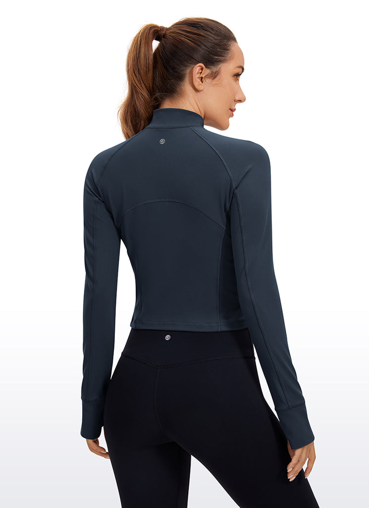 CRZ YOGA Women's Yoga Slim Fit Tops Butterluxe Half-Zip Long Sleeve White