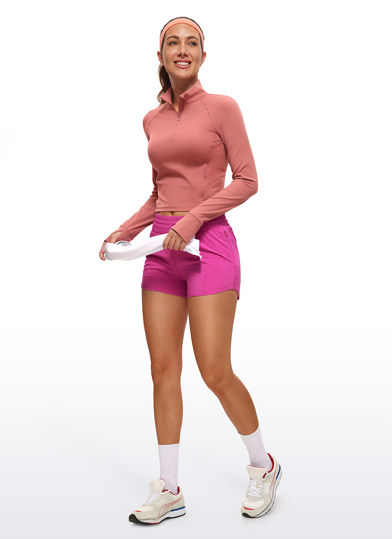 CRZ YOGA Women's Yoga Slim Fit Tops Butterluxe Half-Zip Long Sleeve Briar Rose