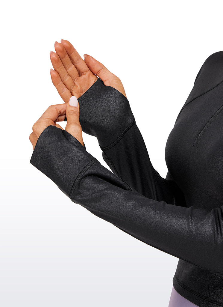 CRZ YOGA Women's Yoga Slim Fit Tops Butterluxe Half-Zip Long Sleeve Magenta Purple