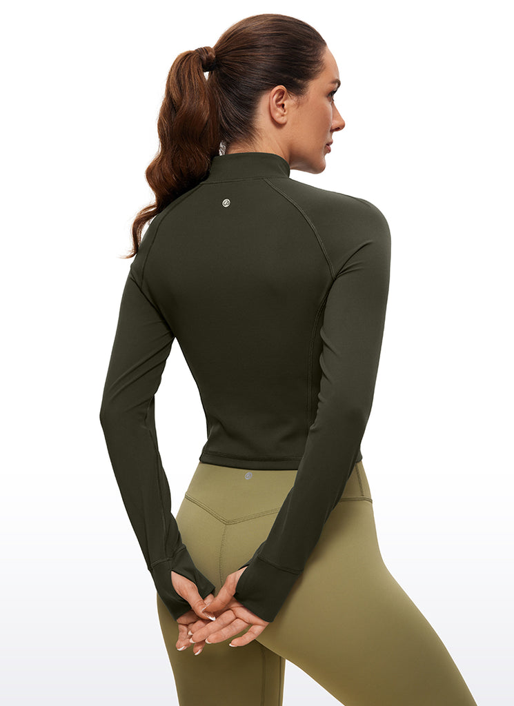 CRZ YOGA Women's Yoga Slim Fit Tops Butterluxe Half-Zip Long Sleeve Twilight Blue