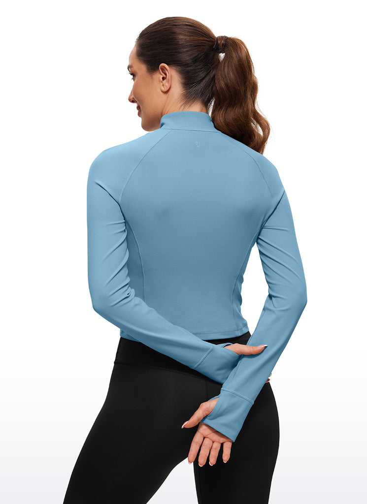 CRZ YOGA Women's Yoga Slim Fit Tops Butterluxe Half-Zip Long Sleeve Magenta Purple