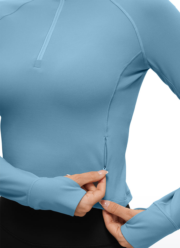 CRZ YOGA Women's Yoga Slim Fit Tops Butterluxe Half-Zip Long Sleeve Royal Lilac