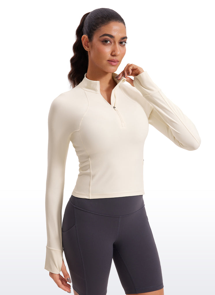 CRZ YOGA Women's Yoga Slim Fit Tops Butterluxe Half-Zip Long Sleeve Royal Lilac