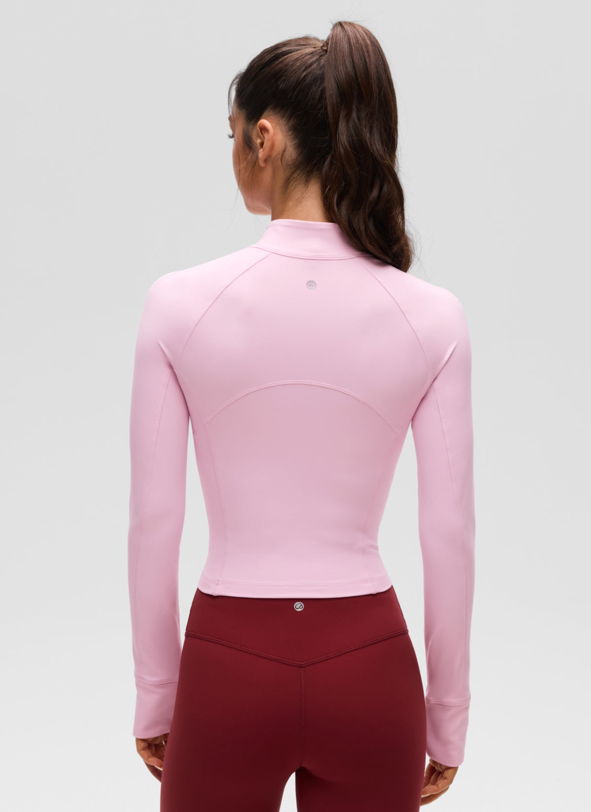 CRZ YOGA Women's Yoga Slim Fit Tops Butterluxe Half-Zip Long Sleeve Pink Peony @model_info:I