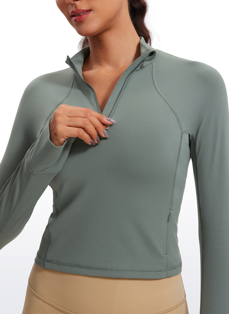 Butterluxe Half Zip Cropped Long Sleeve