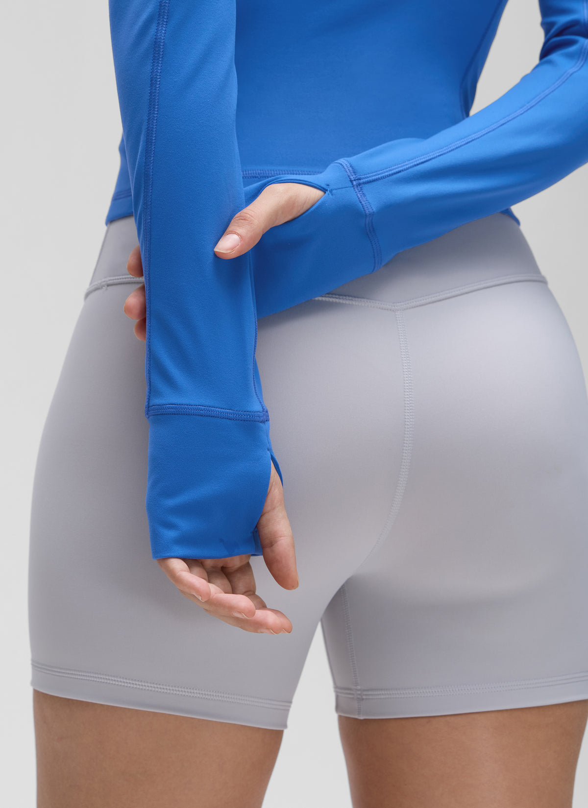 CRZ YOGA Women's Yoga Slim Fit Tops Butterluxe Half-Zip Long Sleeve Sparkle Blue @model_info:Jaynne