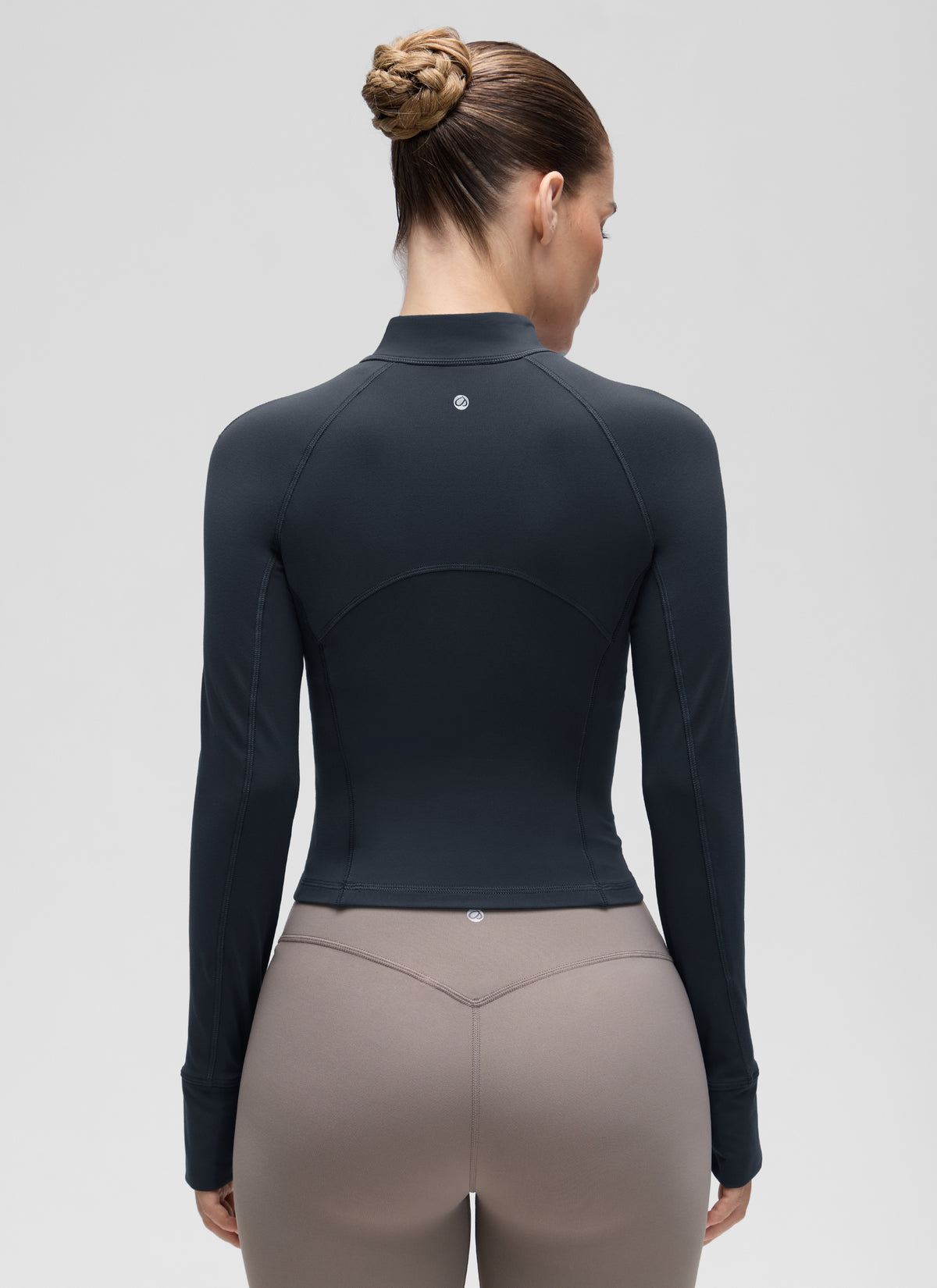 CRZ YOGA Women's Yoga Slim Fit Tops Butterluxe Half-Zip Long Sleeve True Navy @model_info:Jaynne