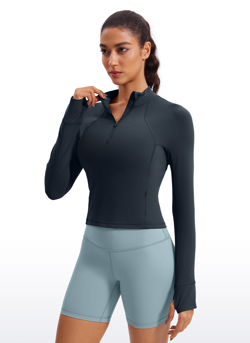 Butterluxe Half Zip Cropped Long Sleeve