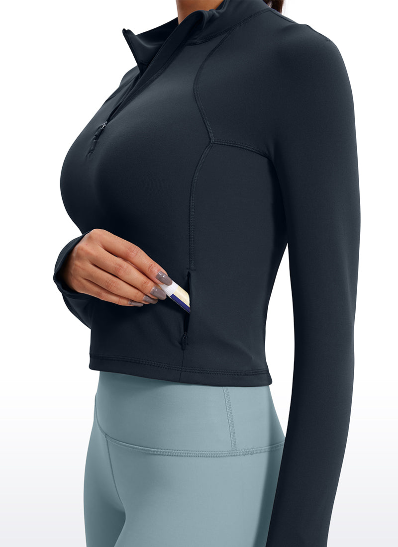 Butterluxe Half Zip Cropped Long Sleeve