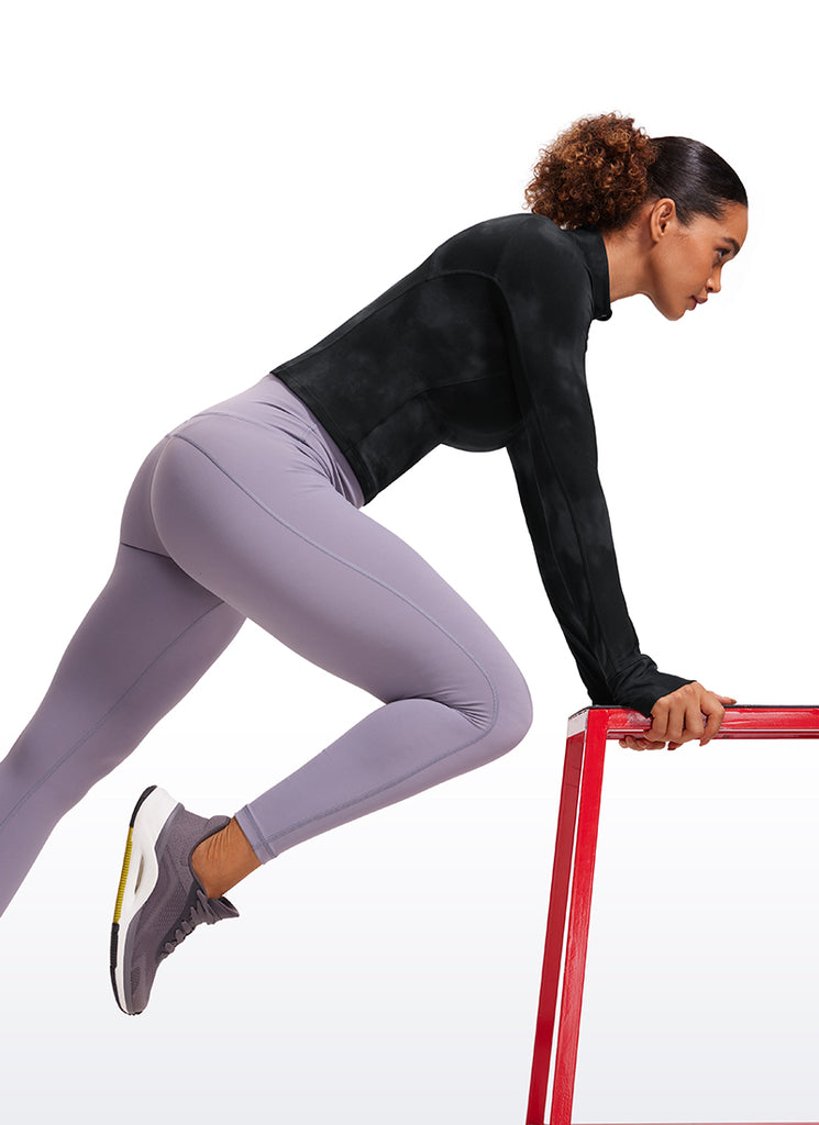 CRZ YOGA Women's Yoga Slim Fit Tops Butterluxe Half-Zip Long Sleeve Briar Rose