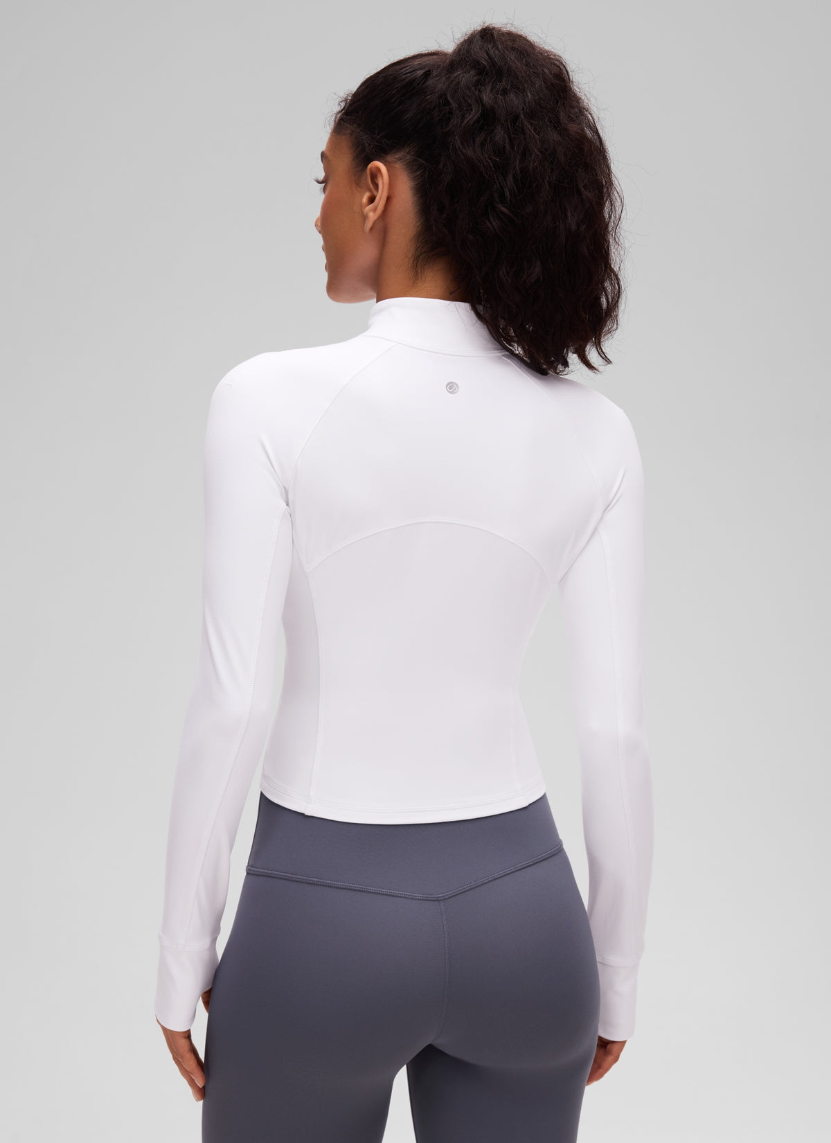 CRZ YOGA Women's Yoga Slim Fit Tops Butterluxe Half-Zip Long Sleeve White @model_info:Larissa