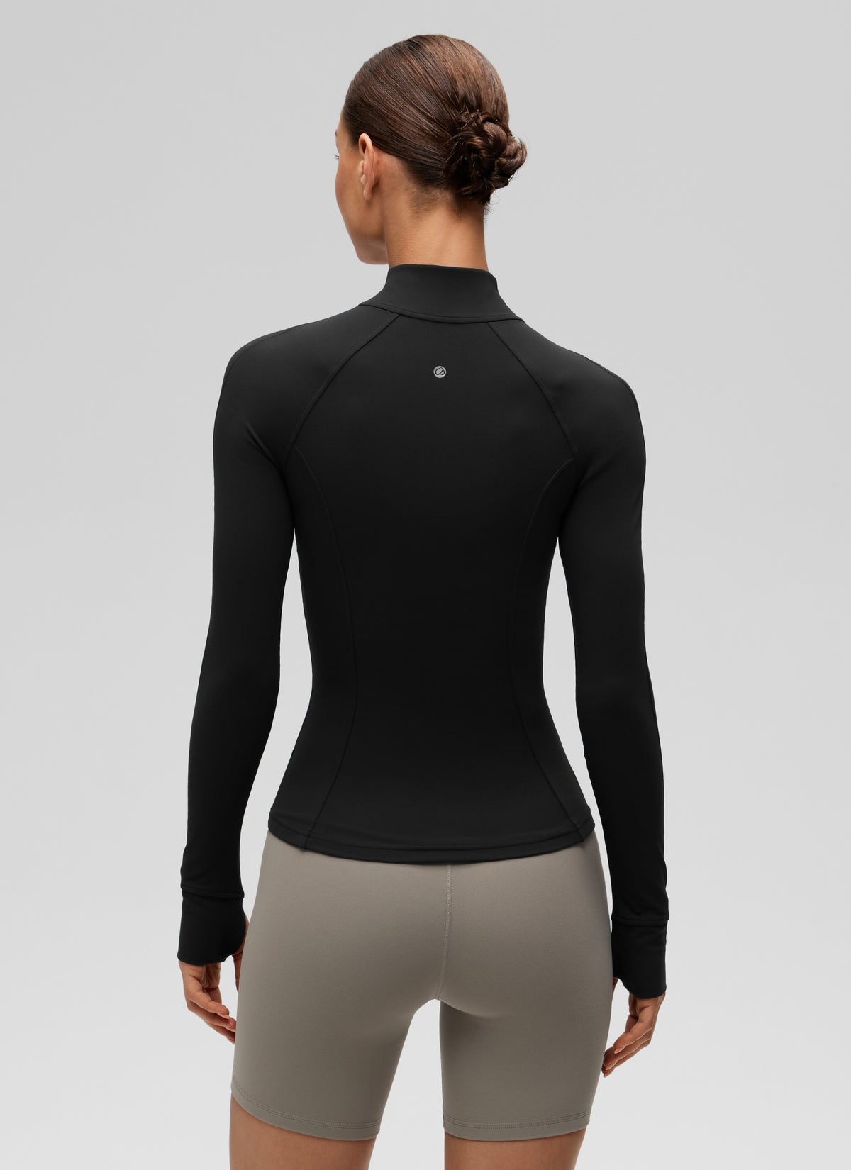 CRZ YOGA Women's Yoga Slim Fit Tops Butterluxe Full Zip Long Sleeves Black @model_info:Katya
