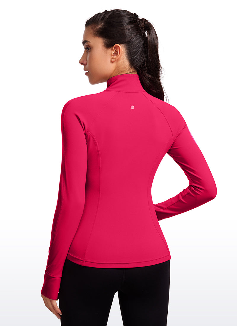 CRZ YOGA Women's Yoga Slim Fit Tops Butterluxe Full Zip Long Sleeves Viva Magenta @model_info:gabri
