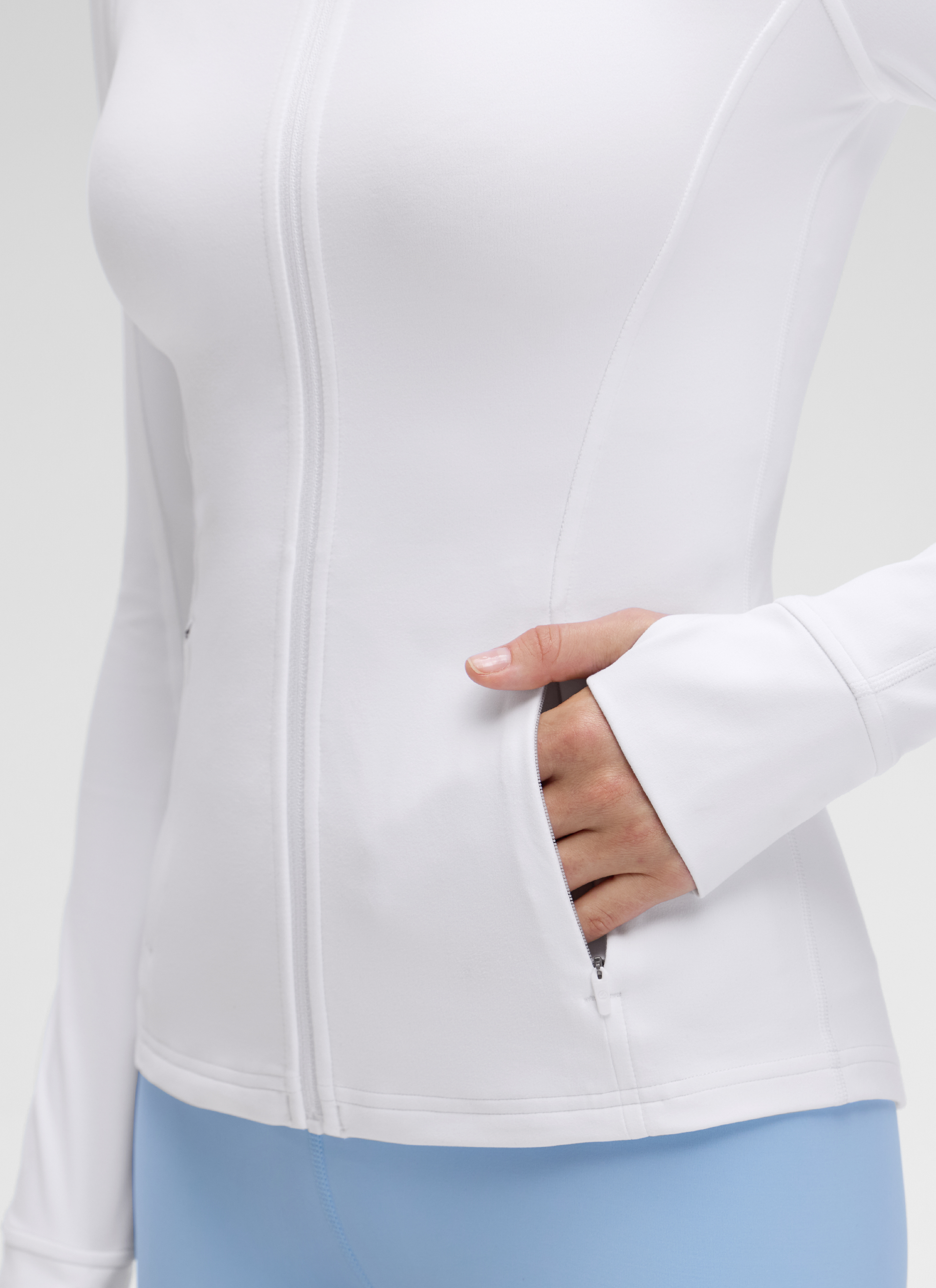 CRZ YOGA Women's Yoga Slim Fit Tops Butterluxe Full Zip Long Sleeves White @model_info:kerr