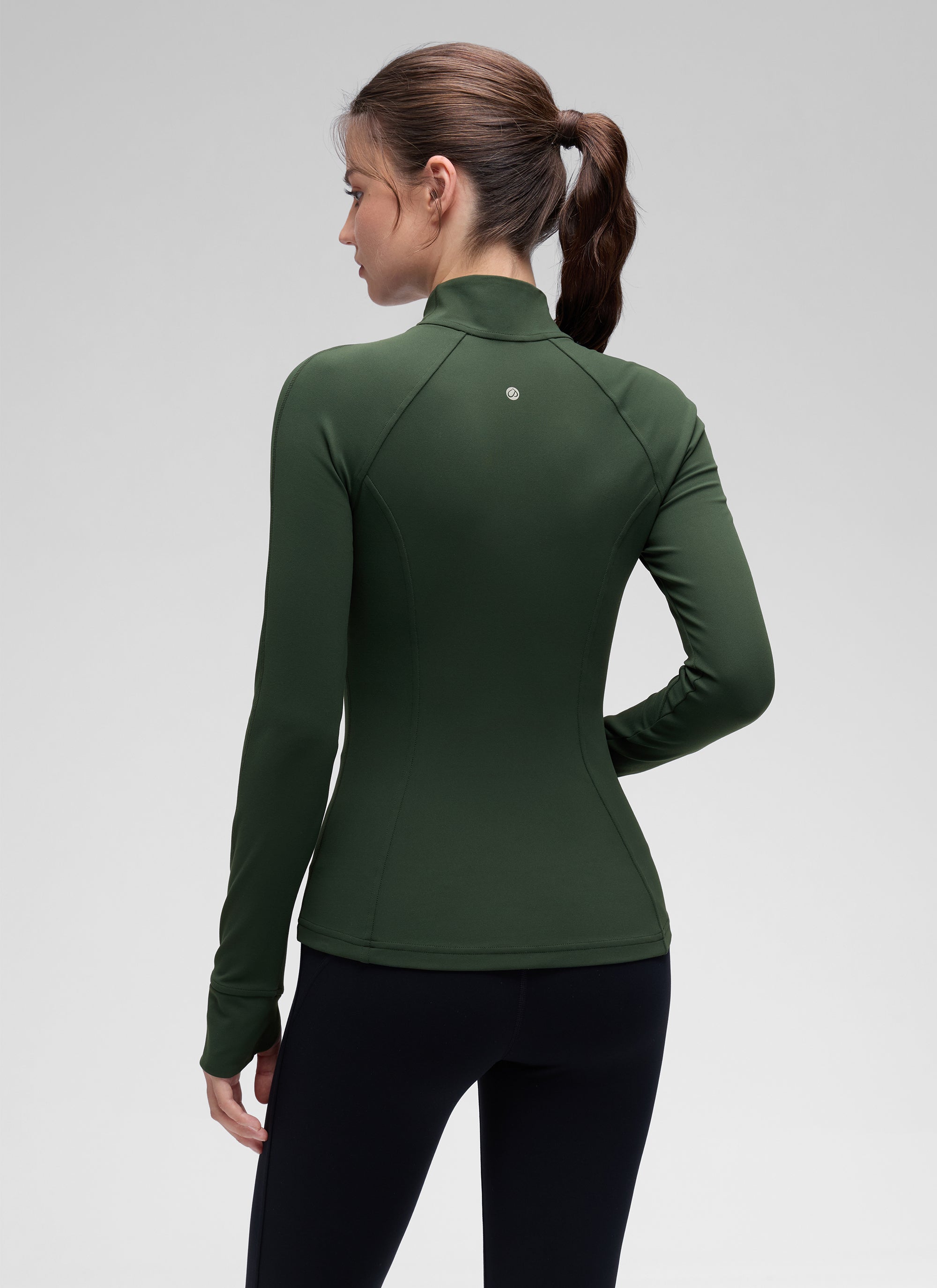 CRZ YOGA Women's Yoga Slim Fit Tops Butterluxe Full Zip Long Sleeves Legend Green @model_info:kerr