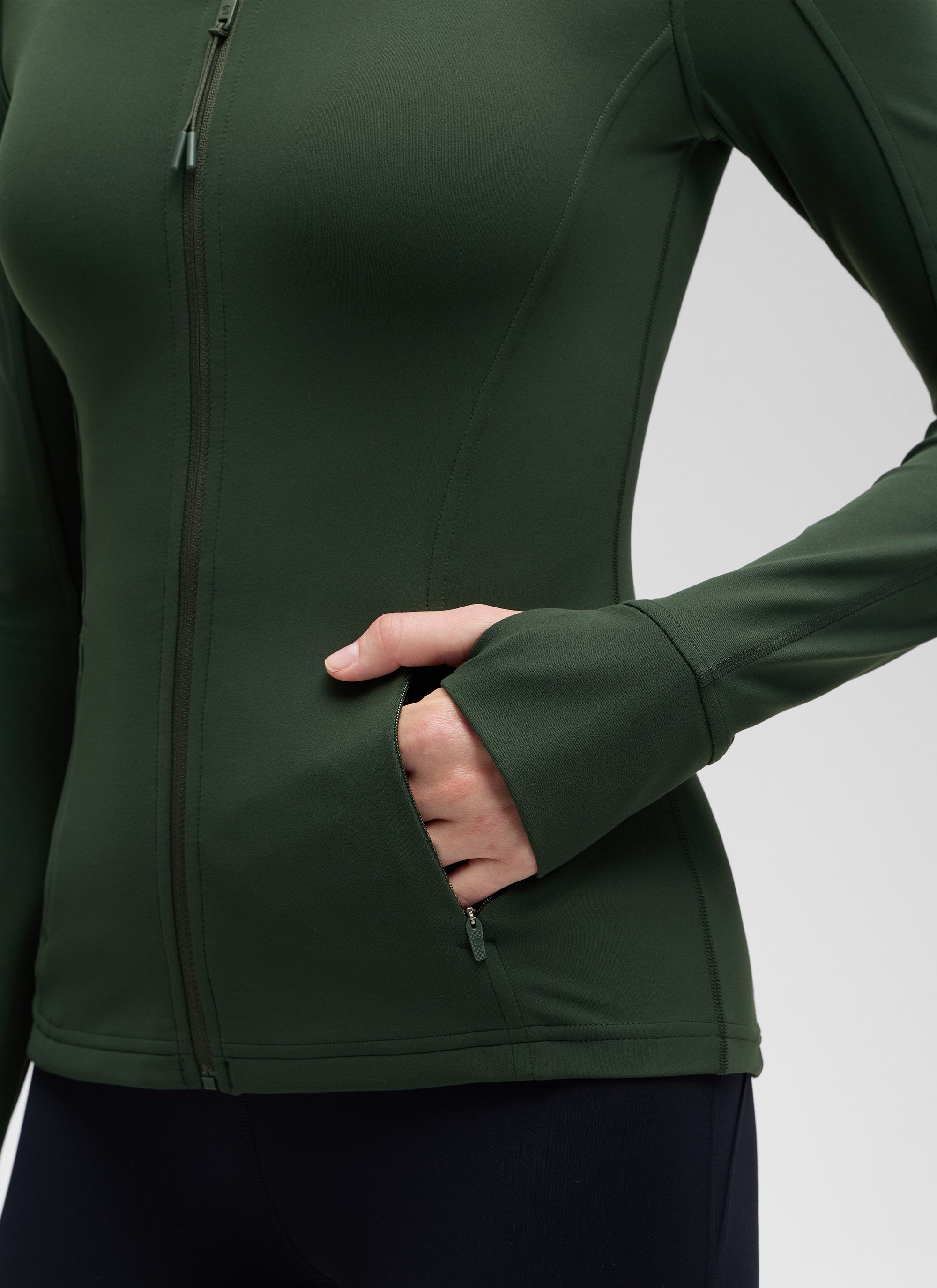 CRZ YOGA Women's Yoga Slim Fit Tops Butterluxe Full Zip Long Sleeves Legend Green @model_info:kerr