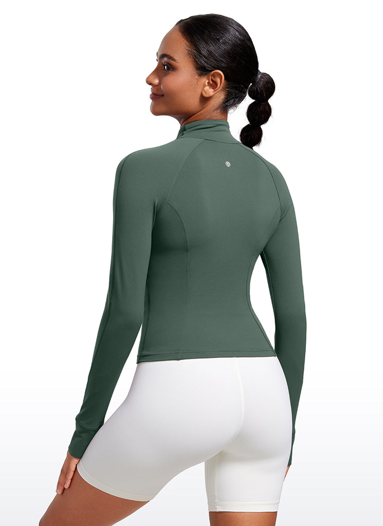 CRZ YOGA Women's Butterluxe Cropped Pocket Outerwear Full Zip Jackets Strawberry Pink