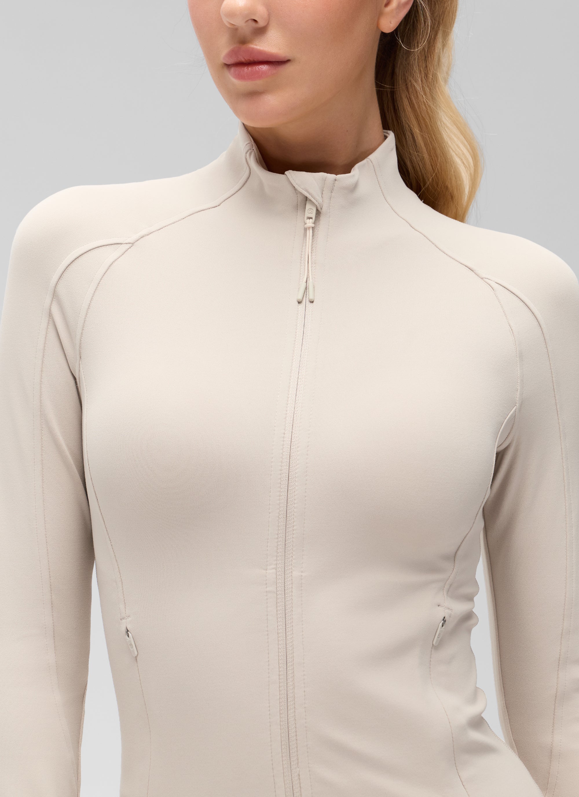 CRZ YOGA Women's Butterluxe Cropped Pocket Outerwear Full Zip Jackets Mojave Tan