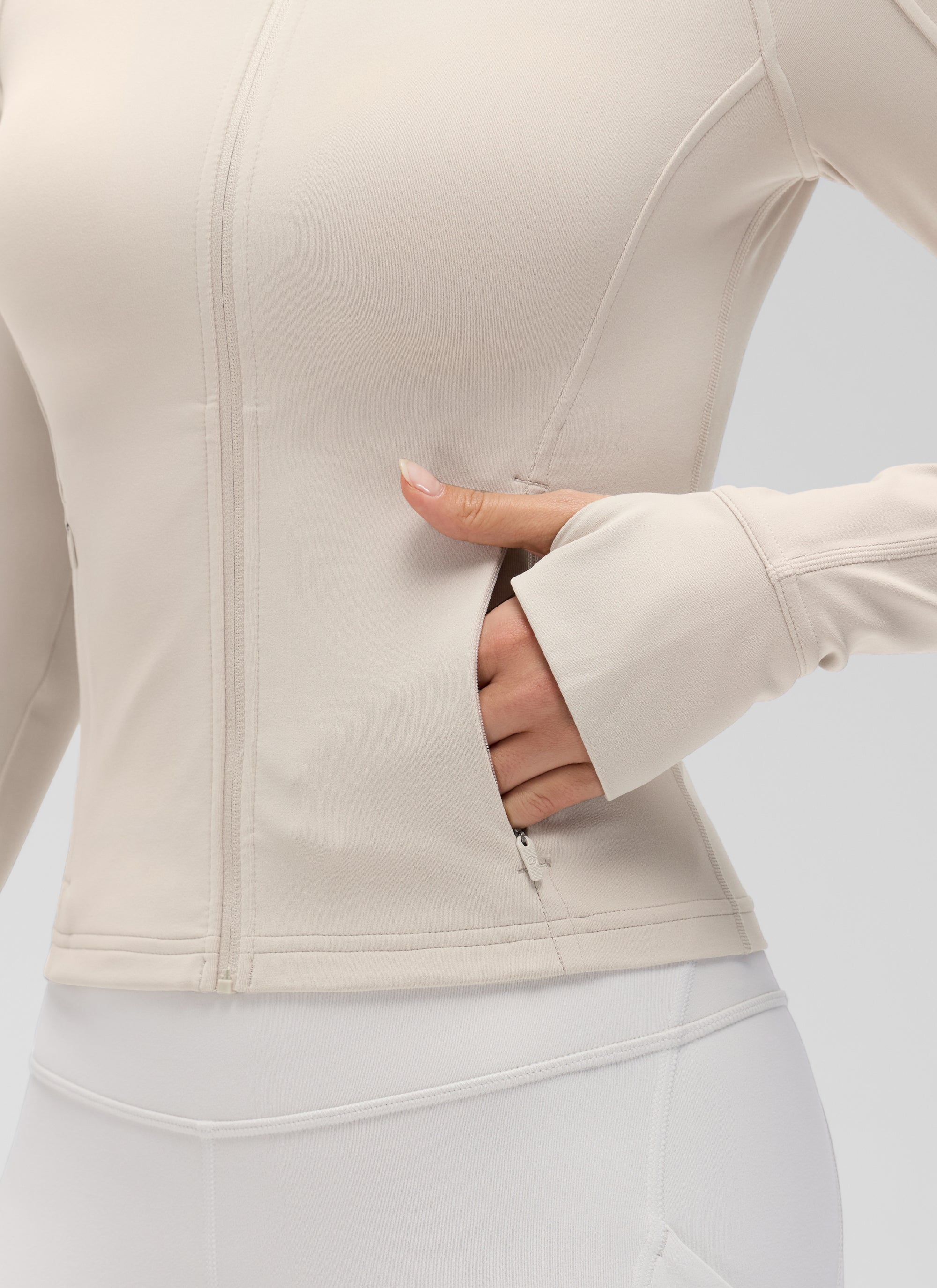 CRZ YOGA Women's Butterluxe Cropped Pocket Outerwear Full Zip Jackets Mojave Tan