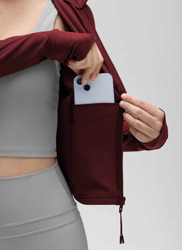 CRZ YOGA Women's Butterluxe Cropped Pocket Outerwear Full Zip Jackets Dark Forest Green