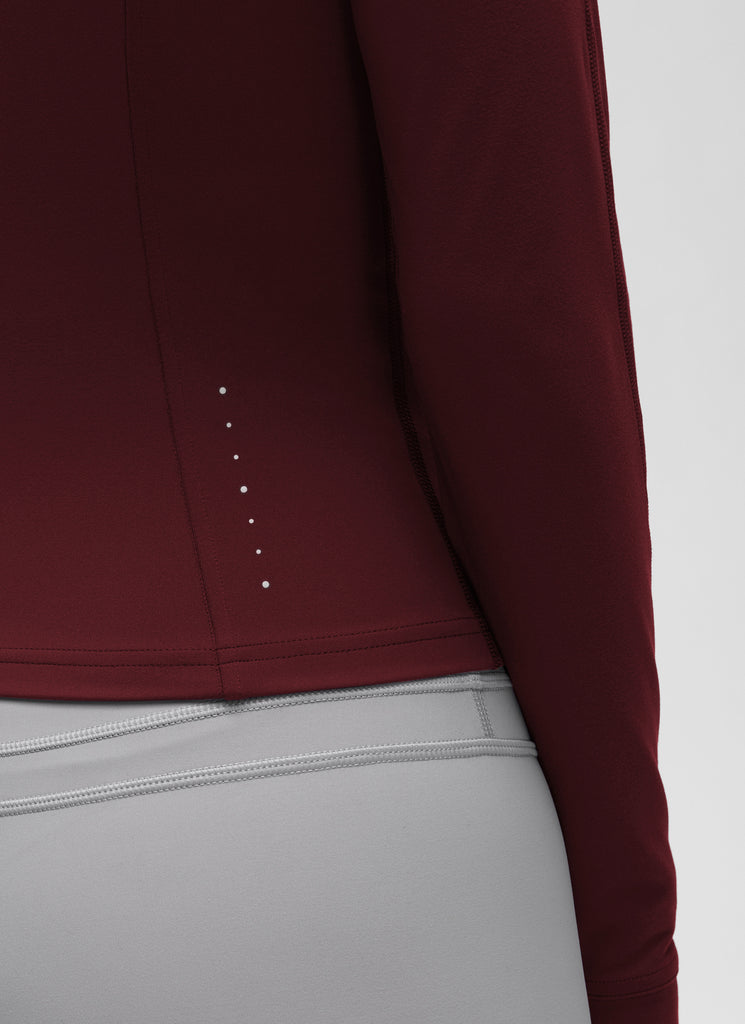 CRZ YOGA Women's Butterluxe Cropped Pocket Outerwear Full Zip Jackets Deep Red